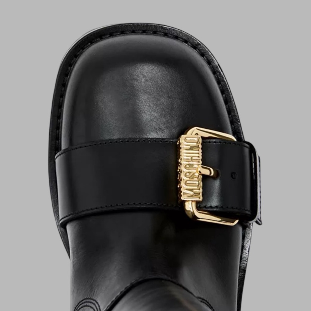 Moschino Women’s Buckled Square Toe Boots Size 6 - Picture 9 of 13